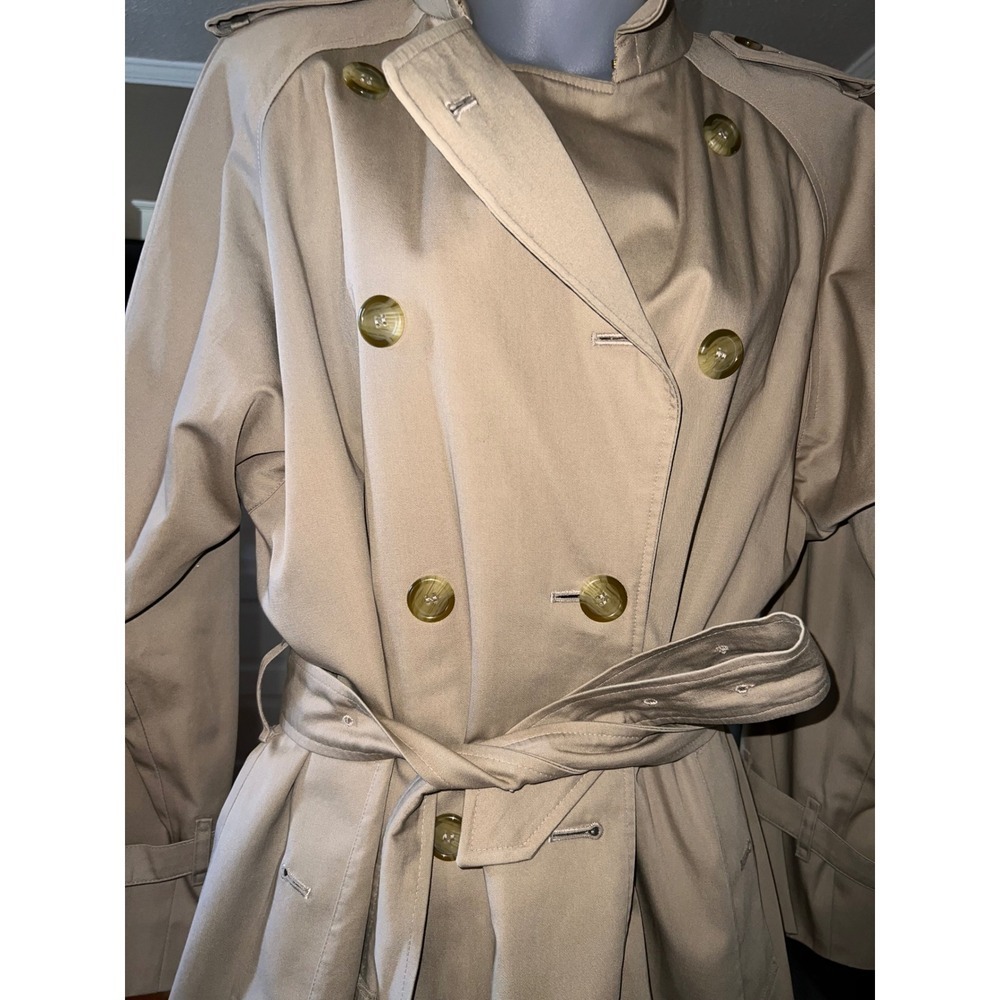 Burberrys Trench Coat Womens 8 Long Tan Good Nova Check Double Breasted Belted